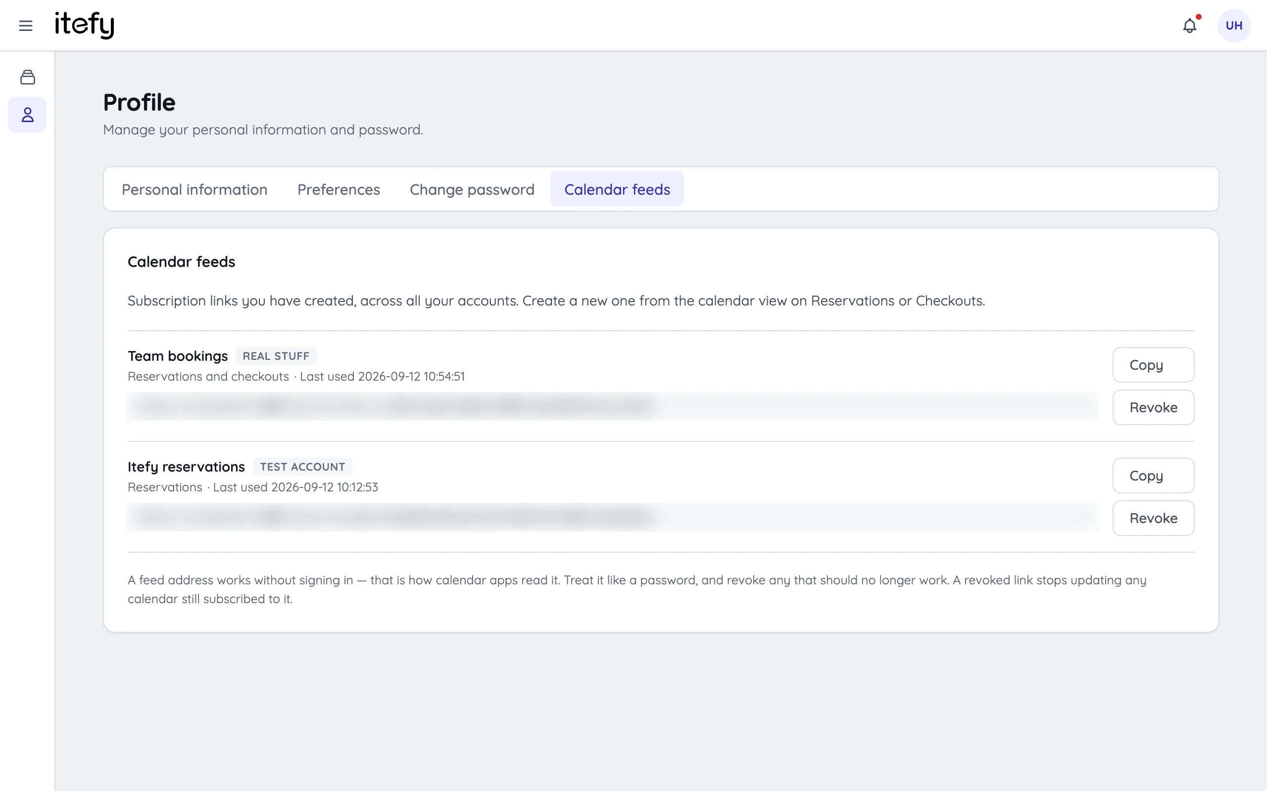 Every link you have made, across all your accounts — so you can find and revoke one without hunting for which account it belonged to.