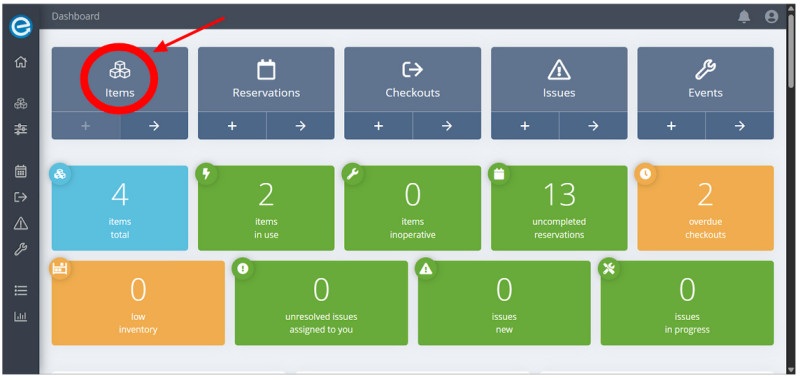 Items option on the Itefy’s dashboard.