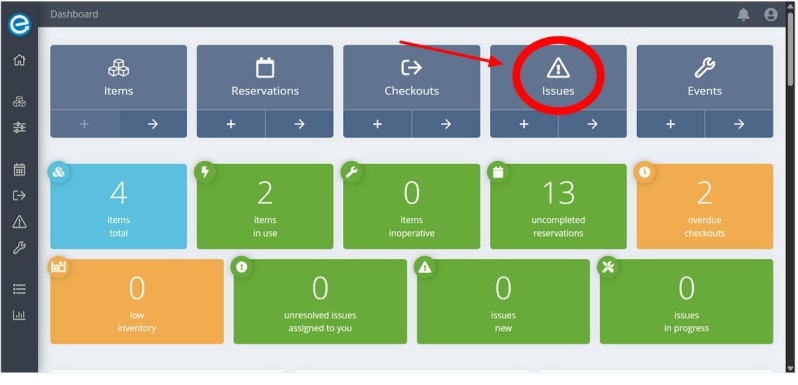Issues option on the Itefy’s dashboard.