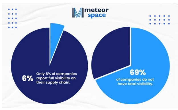 Two pie charts visually representing the lack of supply chain visibility