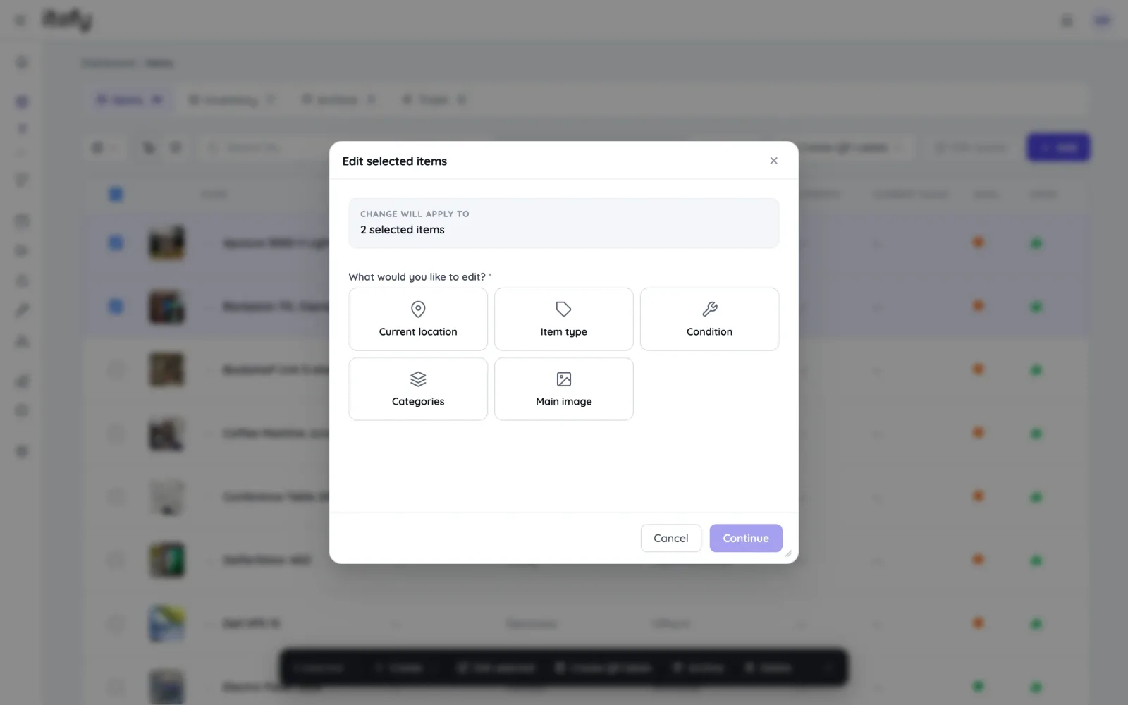 Batch editing items in Itefy