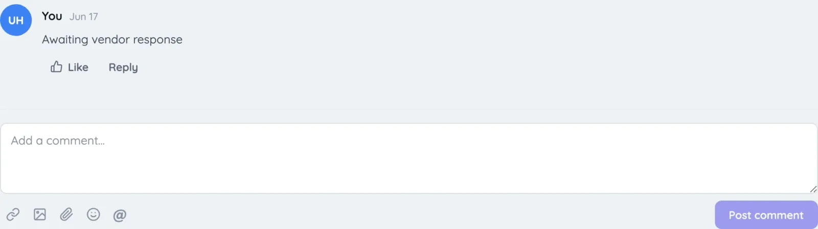 The new comment composer with mentions, attachments and emoji