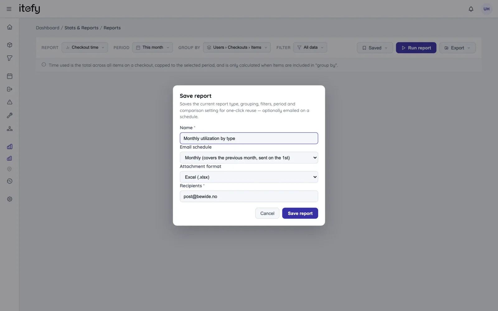 Weekly or monthly delivery, as Excel, CSV or PDF Saving a report with a monthly email schedule