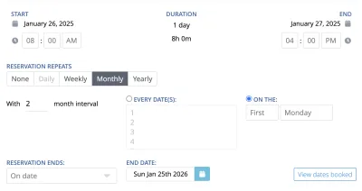 Recurring maintenance reservations